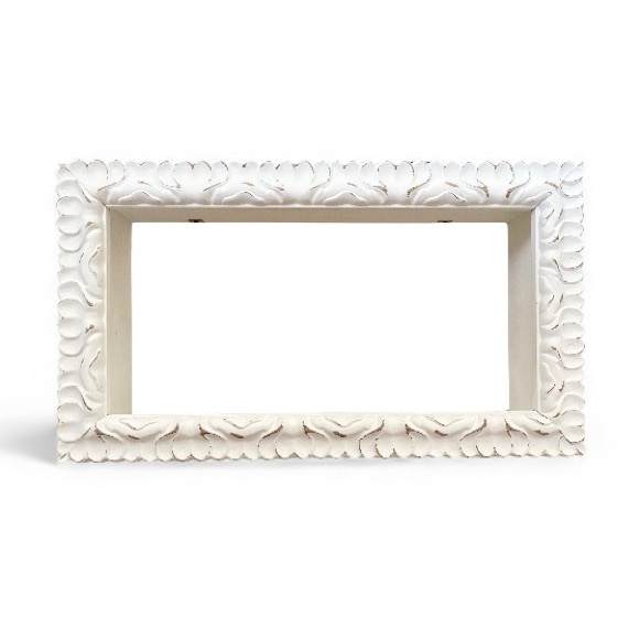 Hobby Lobby White Distressed Ornate Wood Composite Box Wall Frame Shelf - Picture 2 of 16